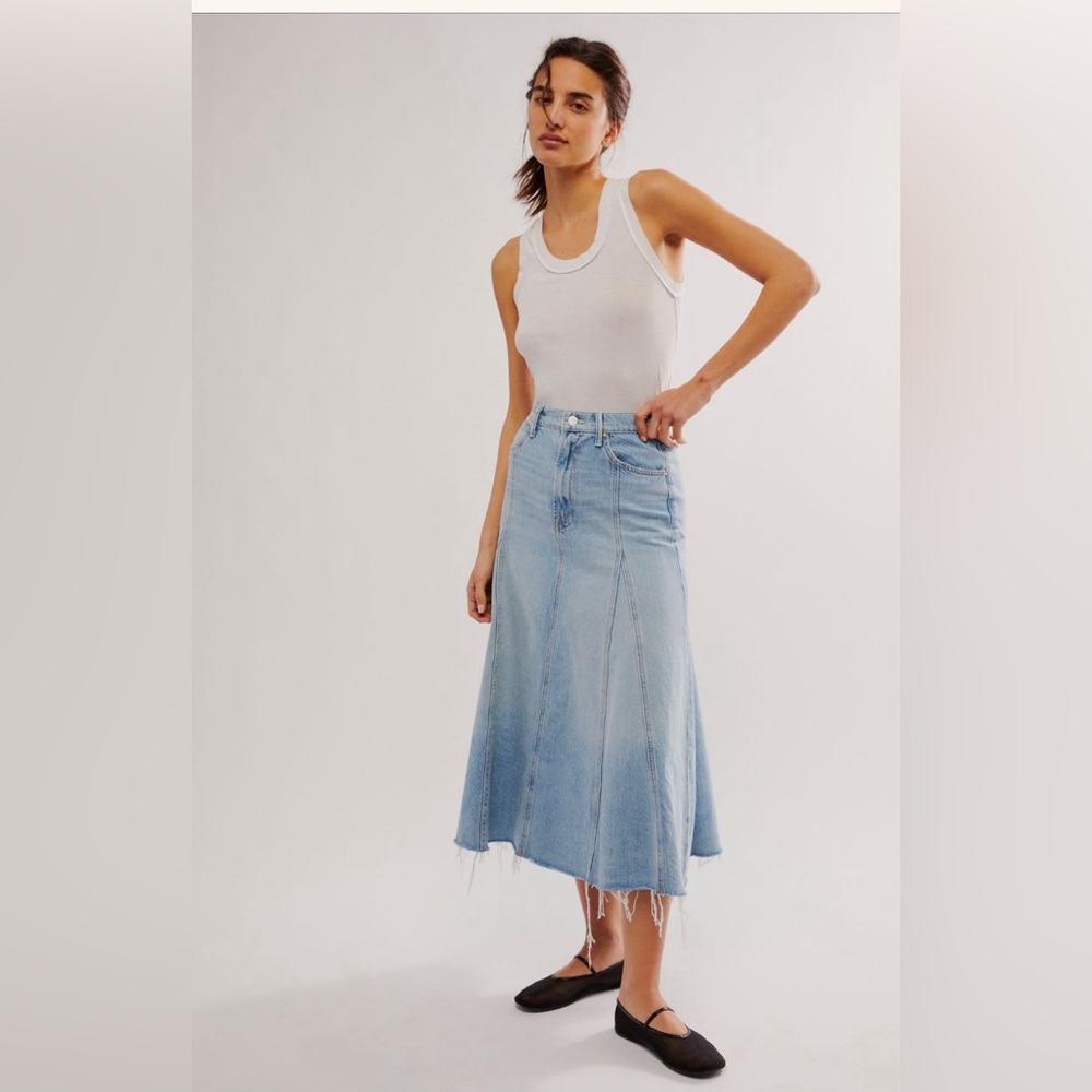 MOTHER Light Blue Midi Skirt